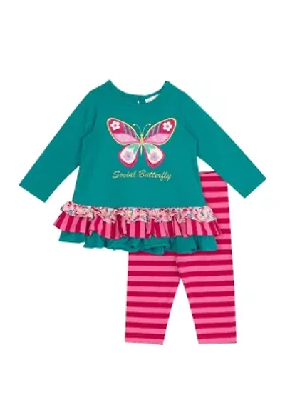 Baby Girls Social Butterfly Top and Leggings Set
