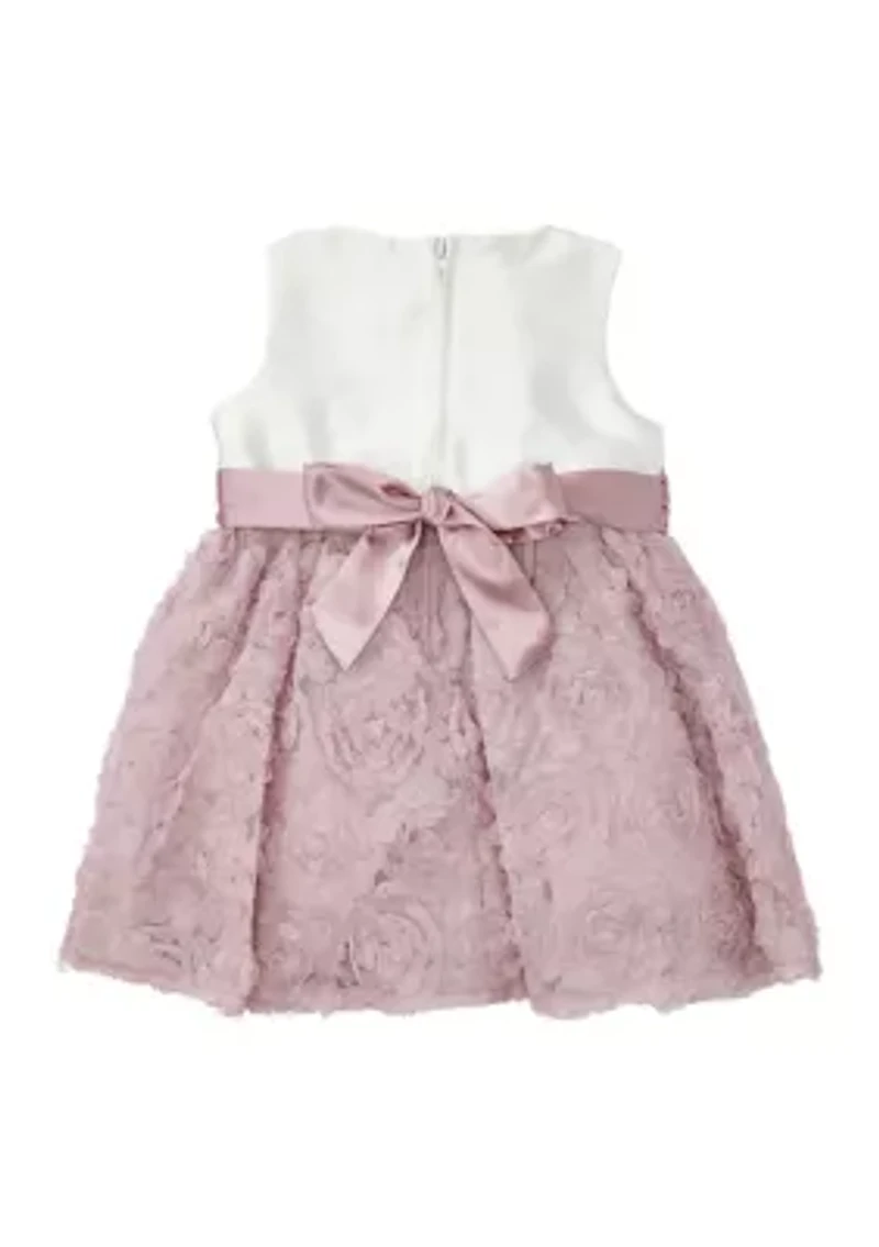 Baby Girls Mikado Bodice to Soutache Skirt and Waist Flower Detail