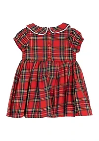 Baby Girls Short Sleeve Plaid Smocked Dress and Bloomer Set