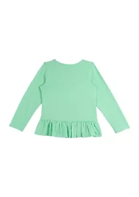 Toddler Girls Solid Knit Reindeer Graphic Top