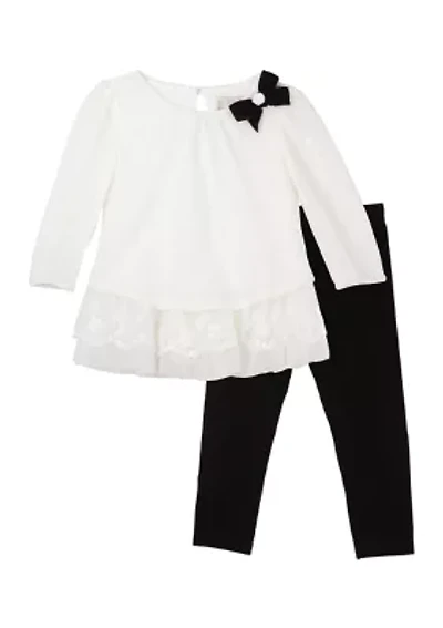 Toddler Girls Hacci Knit Top and Leggings Set