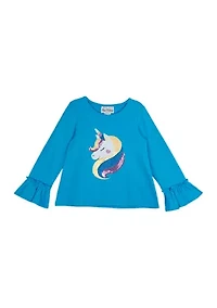 Toddler Girls Sleeve Unicorn Graphic Top