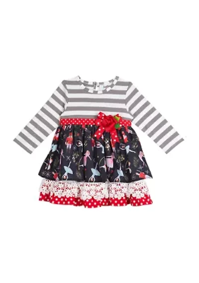 Toddler Girls Tiered Nutcracker Printed Dress
