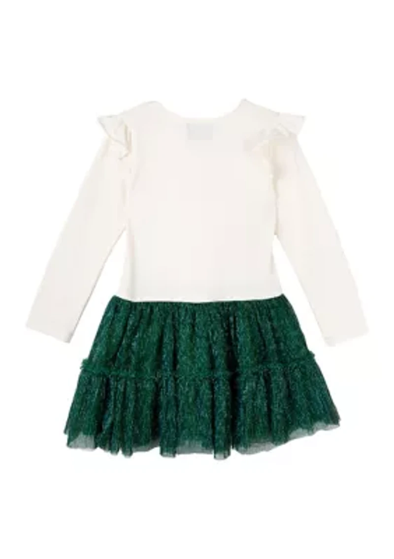 Toddler Girls Merry Christmas Metallic Sweater Dress