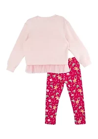 Toddler Girls Gingerbread Sweater and Printed Leggings Set