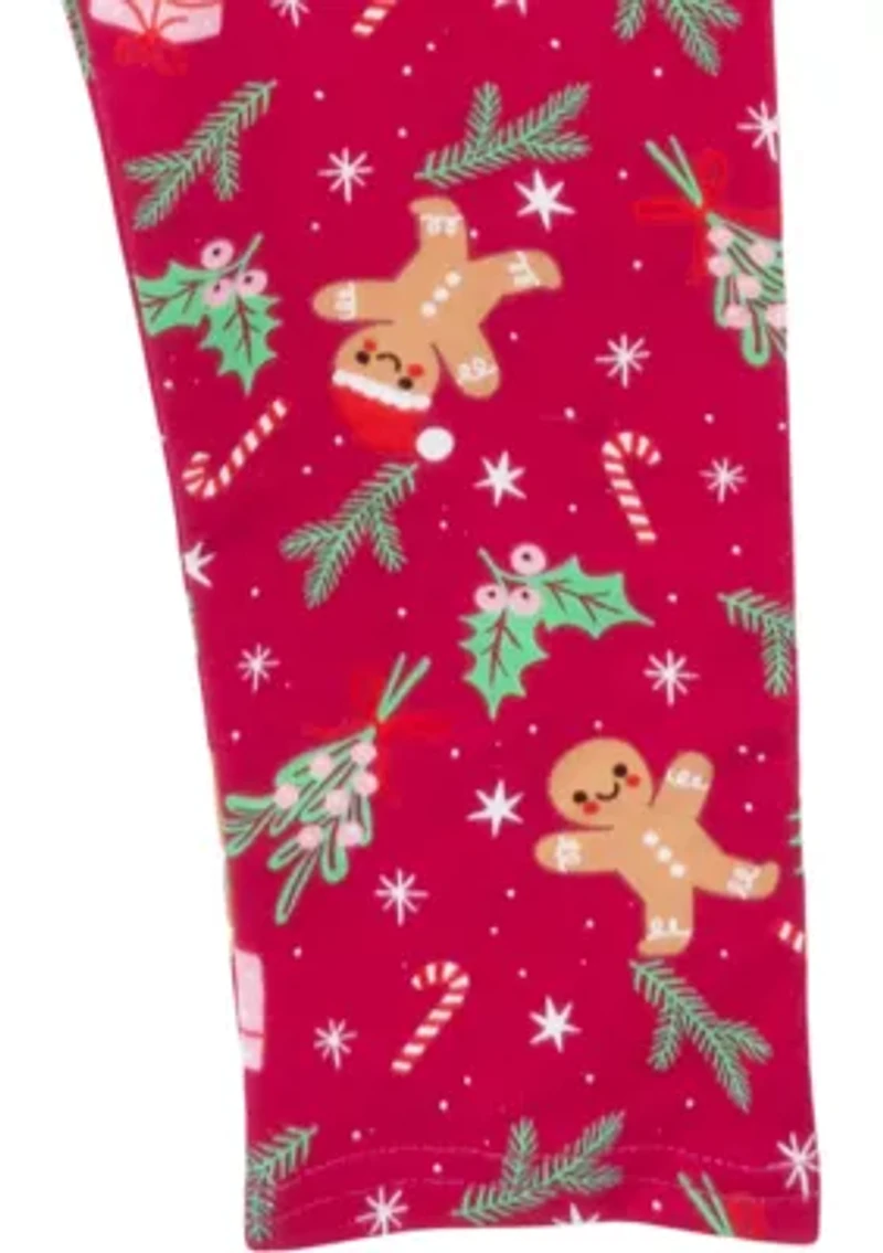 Toddler Girls Gingerbread Sweater and Printed Leggings Set