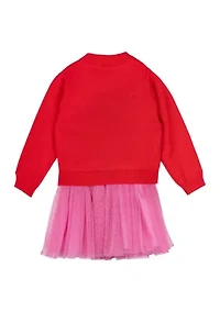 Toddler Girls Penguin Appliqué Sweater Dress