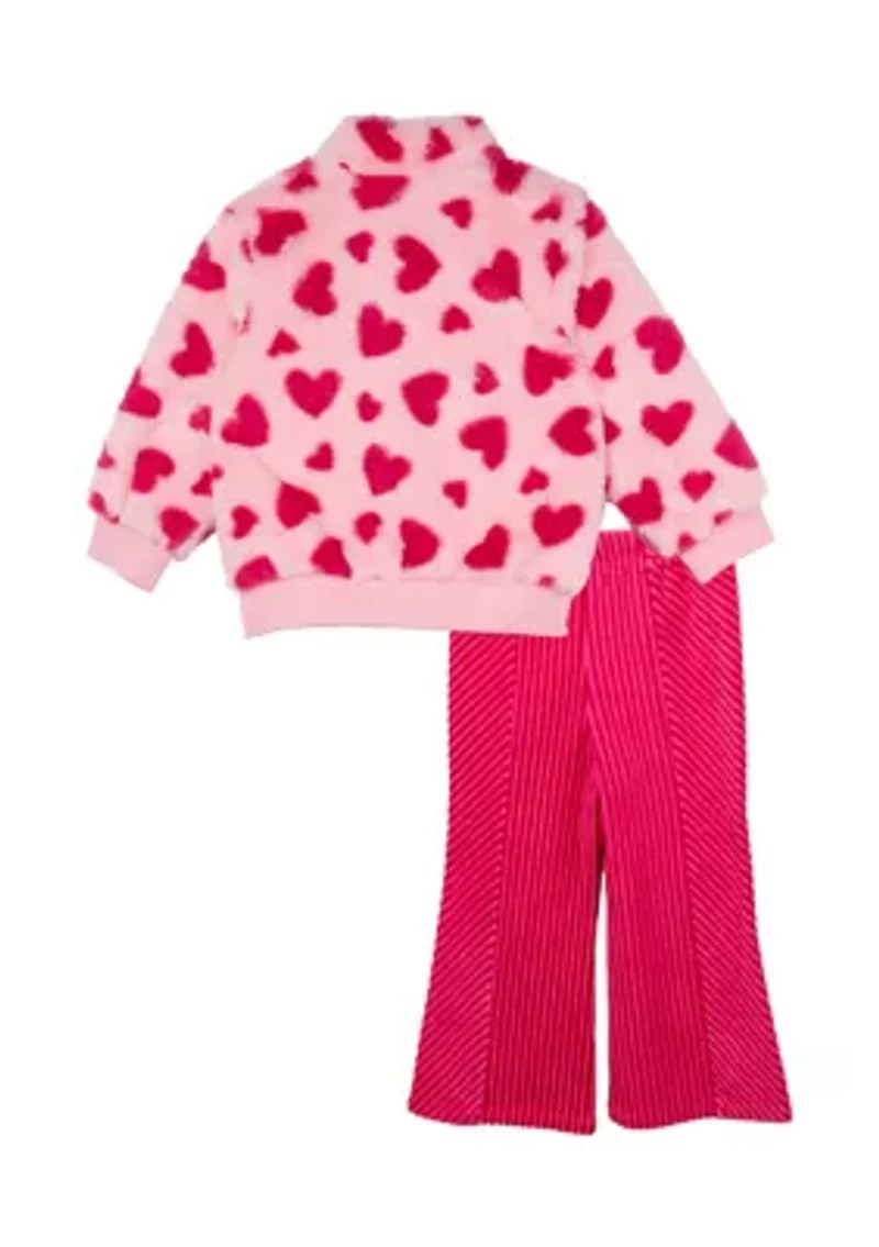 Toddler Girls Fur Bomber Jacket Set