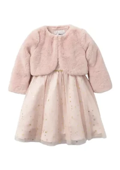Toddler Girls Foil Mesh Dress with Jacket