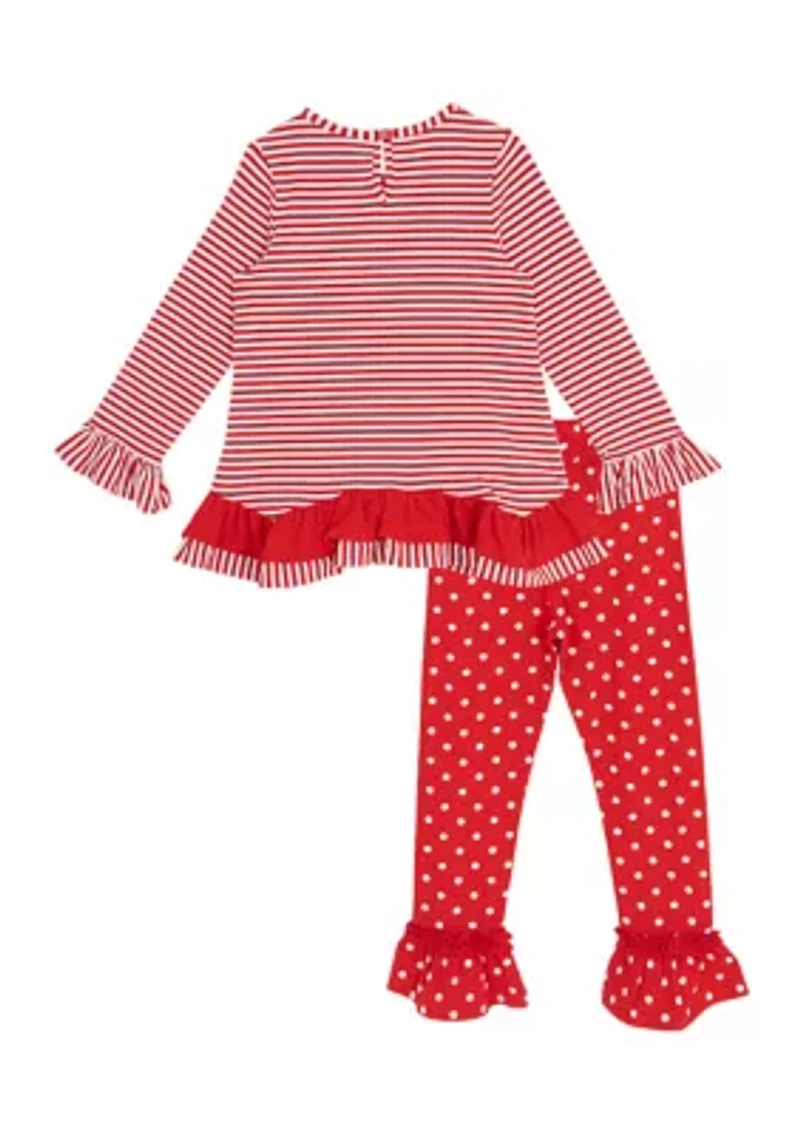 Toddler Girls Reindeer Striped Set