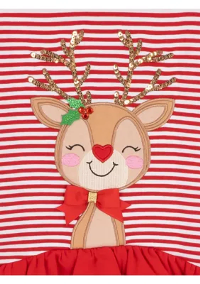 Toddler Girls Reindeer Striped Set