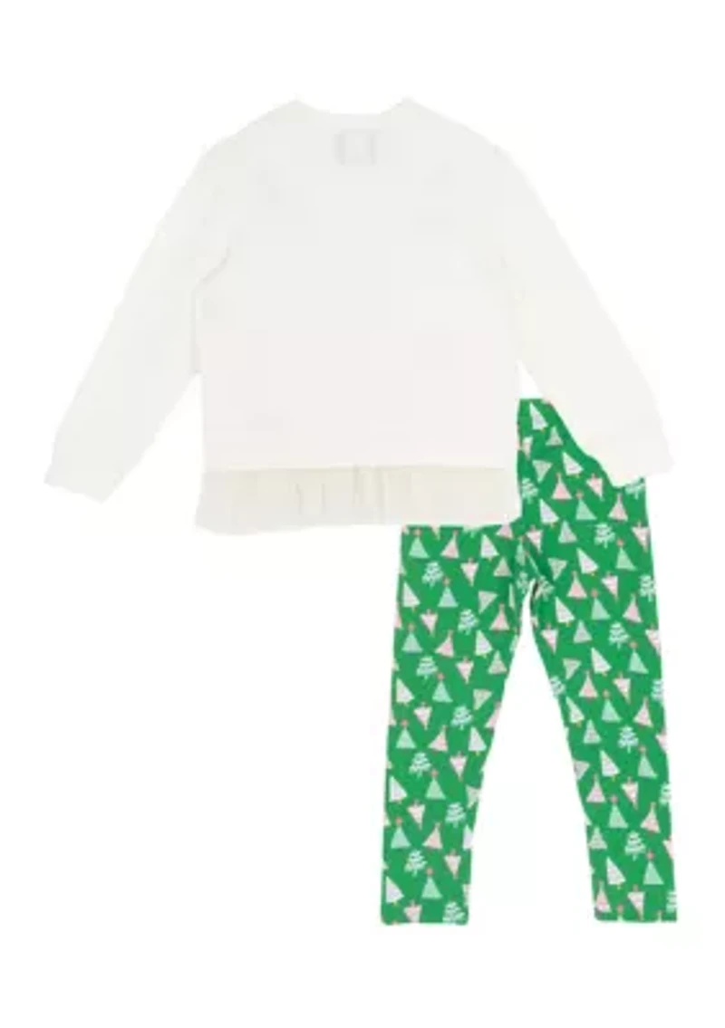 Toddler Girls Multi Tree Pullover and Legging Set
