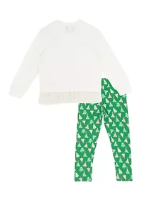 Toddler Girls Multi Tree Pullover and Legging Set