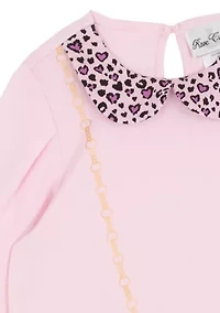 Toddler Girls Knit Blouse with Bag Appliqué Set