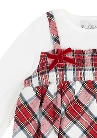 Toddler Girls 2-Piece Mock Plaid Tank over Long Sleeve Shirt and Legging Set