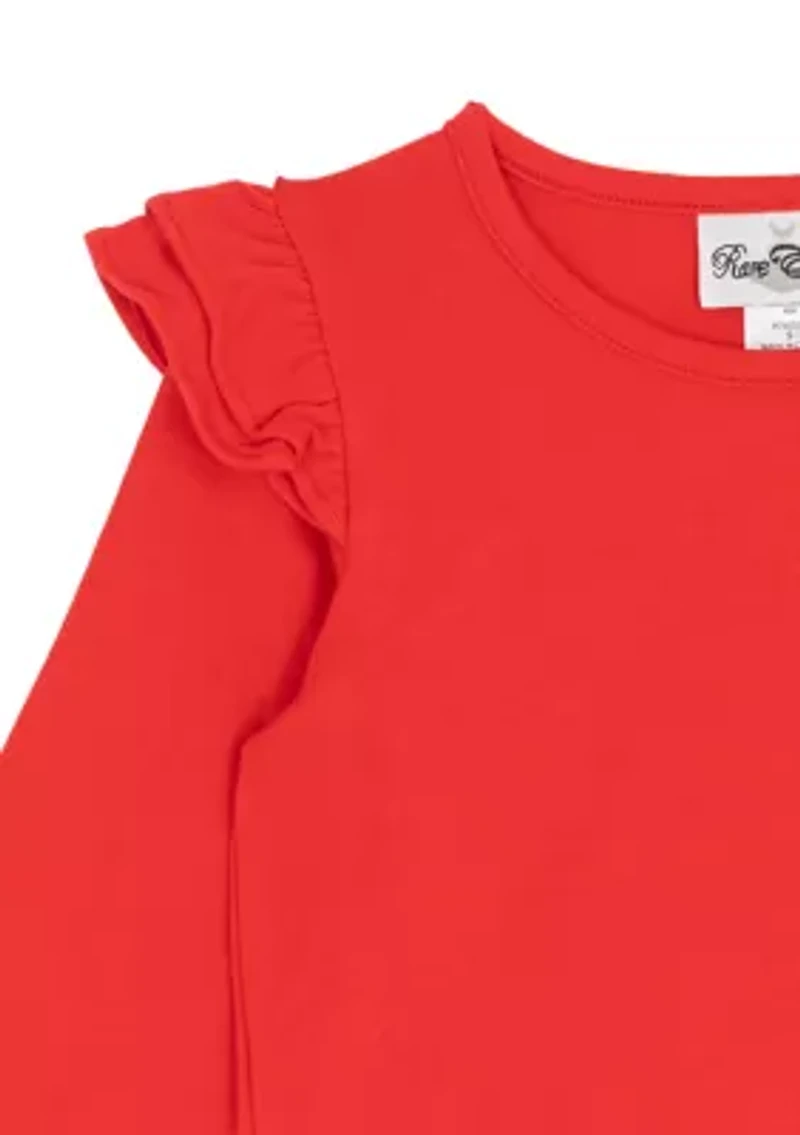 Toddler Girls Solid Knit Top with Houndstooth Skirt Set