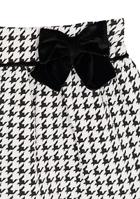 Toddler Girls Solid Knit Top with Houndstooth Skirt Set