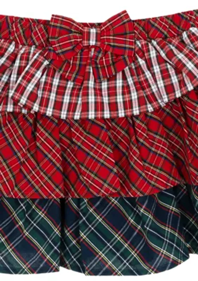 Toddler Girls Solid Knit Top and Tiered Mesh Skirt Set