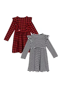 Toddler Girls 2-Pack Printed Dresses with Matching Scrunchies