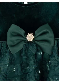 Toddlers Girls Stretch Velvet Bubble Sleeve Dress