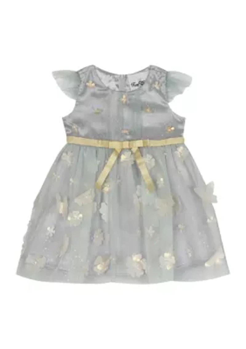 Baby Girls Short Cap Sleeve Glitter Mesh Dress