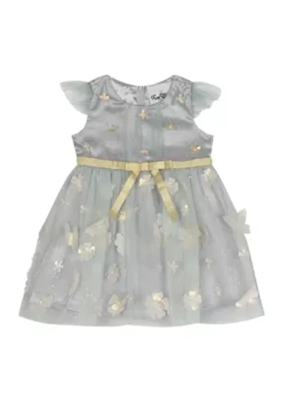 Baby Girls Short Cap Sleeve Glitter Mesh Dress