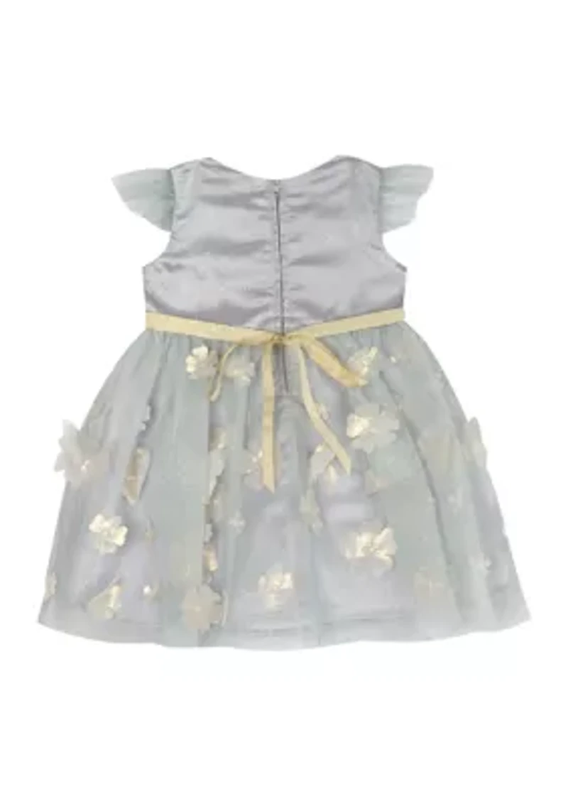 Baby Girls Short Cap Sleeve Glitter Mesh Dress
