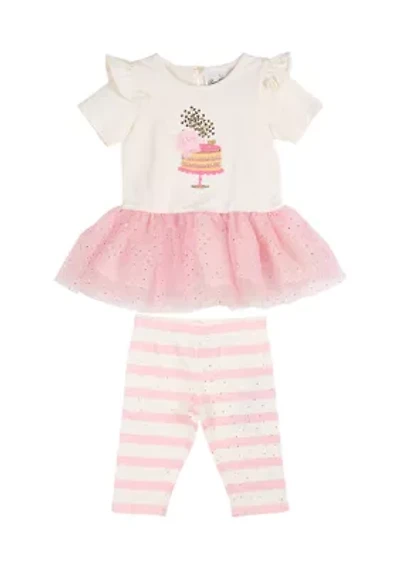 Baby Girls Knit Birthday Appliqué Top and Leggings Set