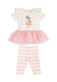 Baby Girls Knit Birthday Appliqué Top and Leggings Set