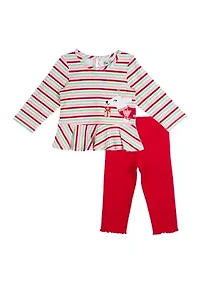 Baby Girls Stripe Christmas Top and Leggings Set