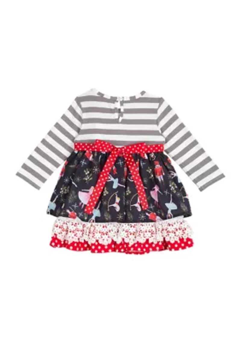 Baby Girls Printed Tiered Nutcracker Dress