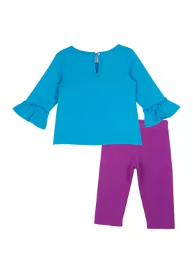 Baby Girls Unicorn Appliqué Top and Leggings Set