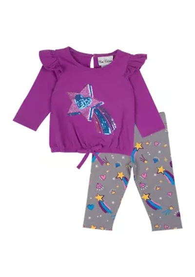 Baby Girls Shooting Star Appliqué Top and Leggings Set