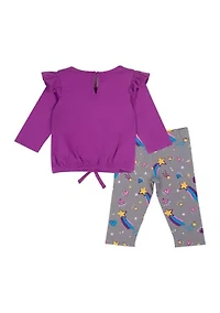 Baby Girls Shooting Star Appliqué Top and Leggings Set