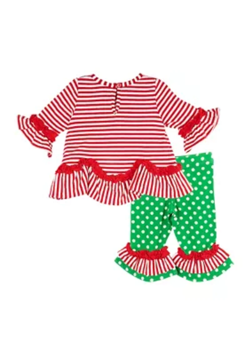 Baby Girls Christmas Tree Appliqué Set