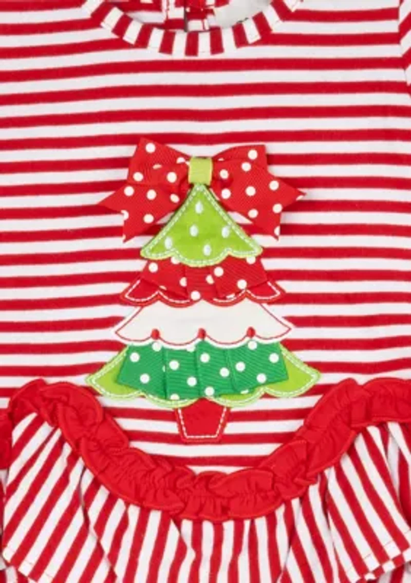Baby Girls Christmas Tree Appliqué Set