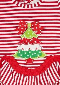 Baby Girls Christmas Tree Appliqué Set