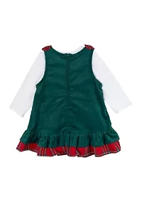 Baby Girls Reindeer Appliqué Jumper Dress