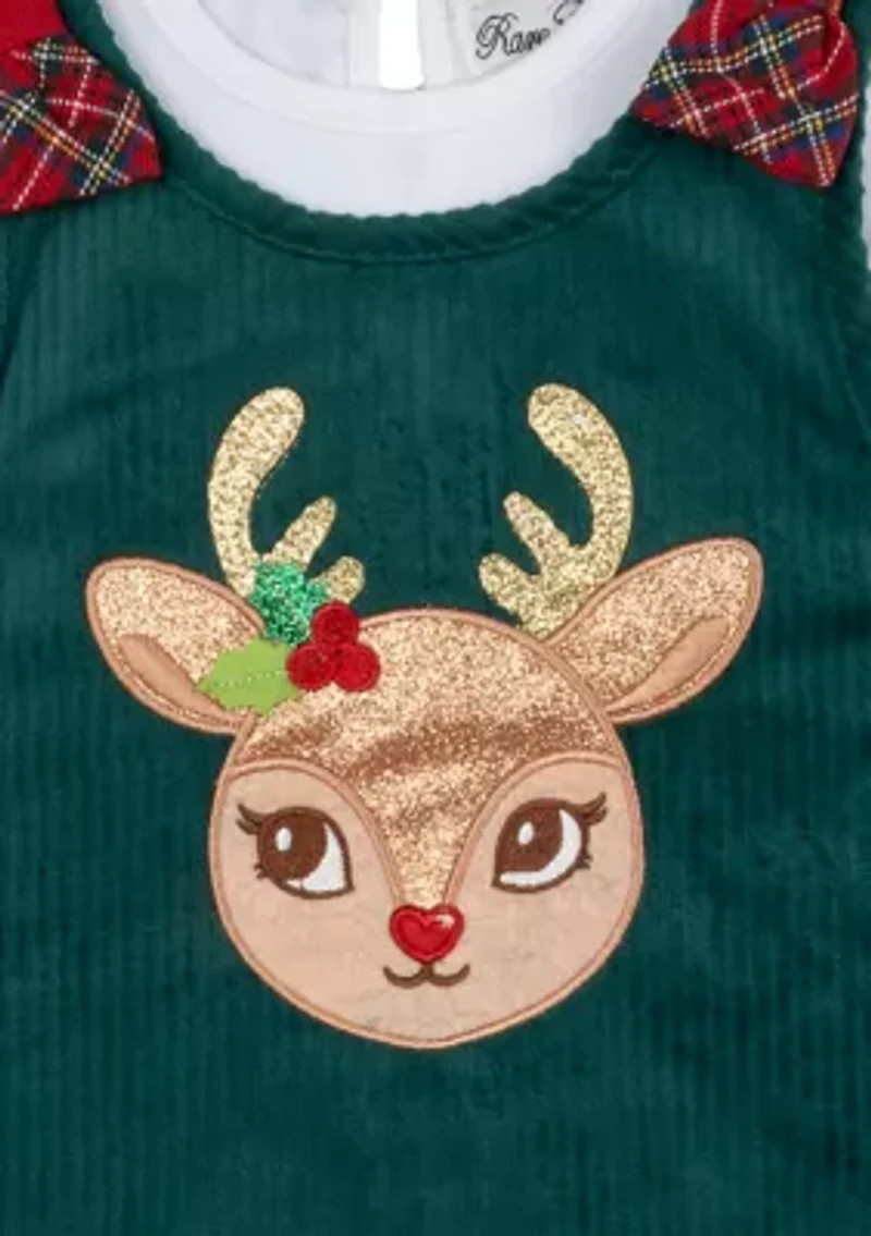 Baby Girls Reindeer Appliqué Jumper Dress