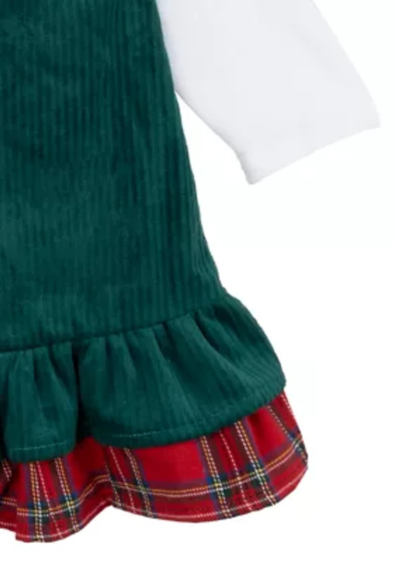 Baby Girls Reindeer Appliqué Jumper Dress