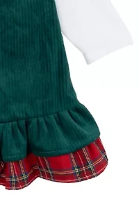 Baby Girls Reindeer Appliqué Jumper Dress