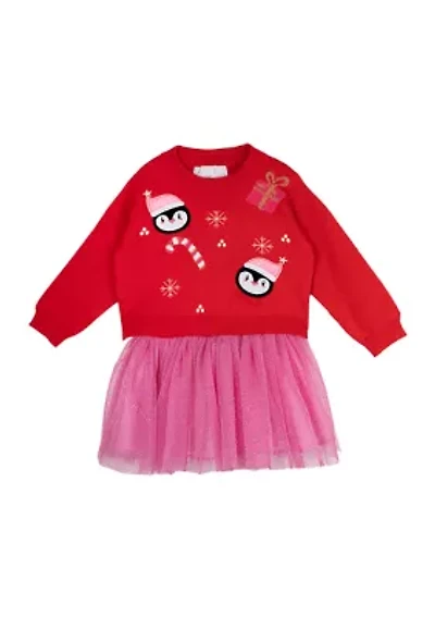 Baby Girls Penquin Christmas Sweater Dress