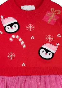 Baby Girls Penquin Christmas Sweater Dress