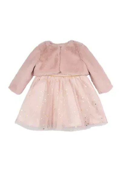 Baby Girls Foil Stars Mesh Dress with Jacket