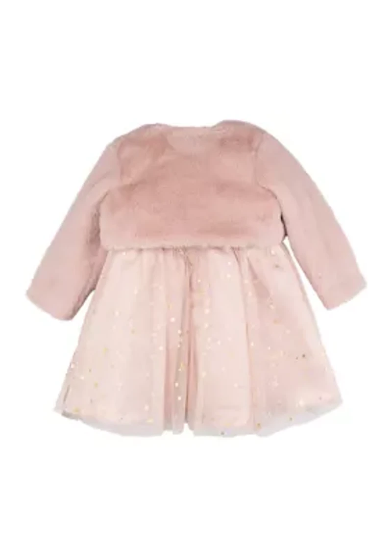 Baby Girls Foil Stars Mesh Dress with Jacket