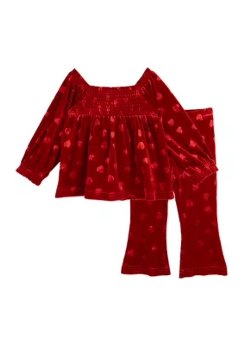 Baby Girls Velvet Heart Top and Pants Set