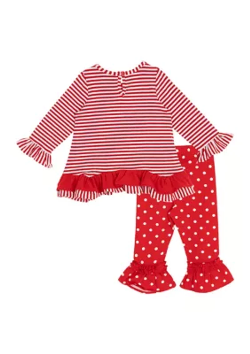 Baby Girls Reindeer Striped Set