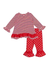 Baby Girls Reindeer Striped Set