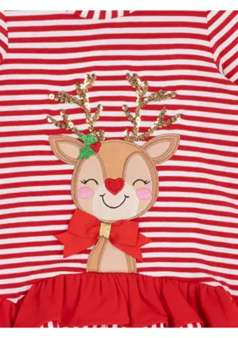 Baby Girls Reindeer Striped Set
