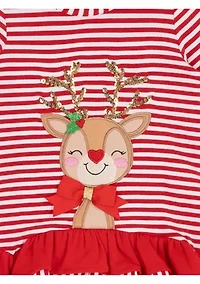 Baby Girls Reindeer Striped Set